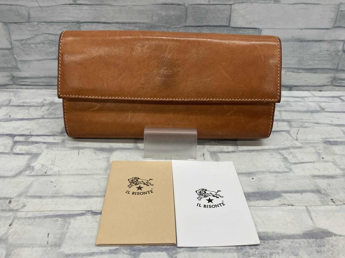 通年 IL BISONTE イルビゾンテ 長財布 レザー キャメル