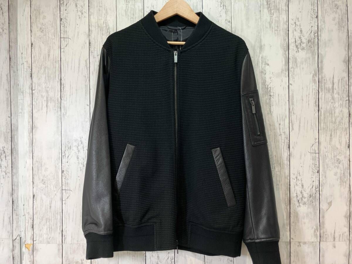 JOSEPH HOMME ジョセフオム ライトタックブロックレザー ブロッキングブルゾン ブルゾン ブラック サイズ46