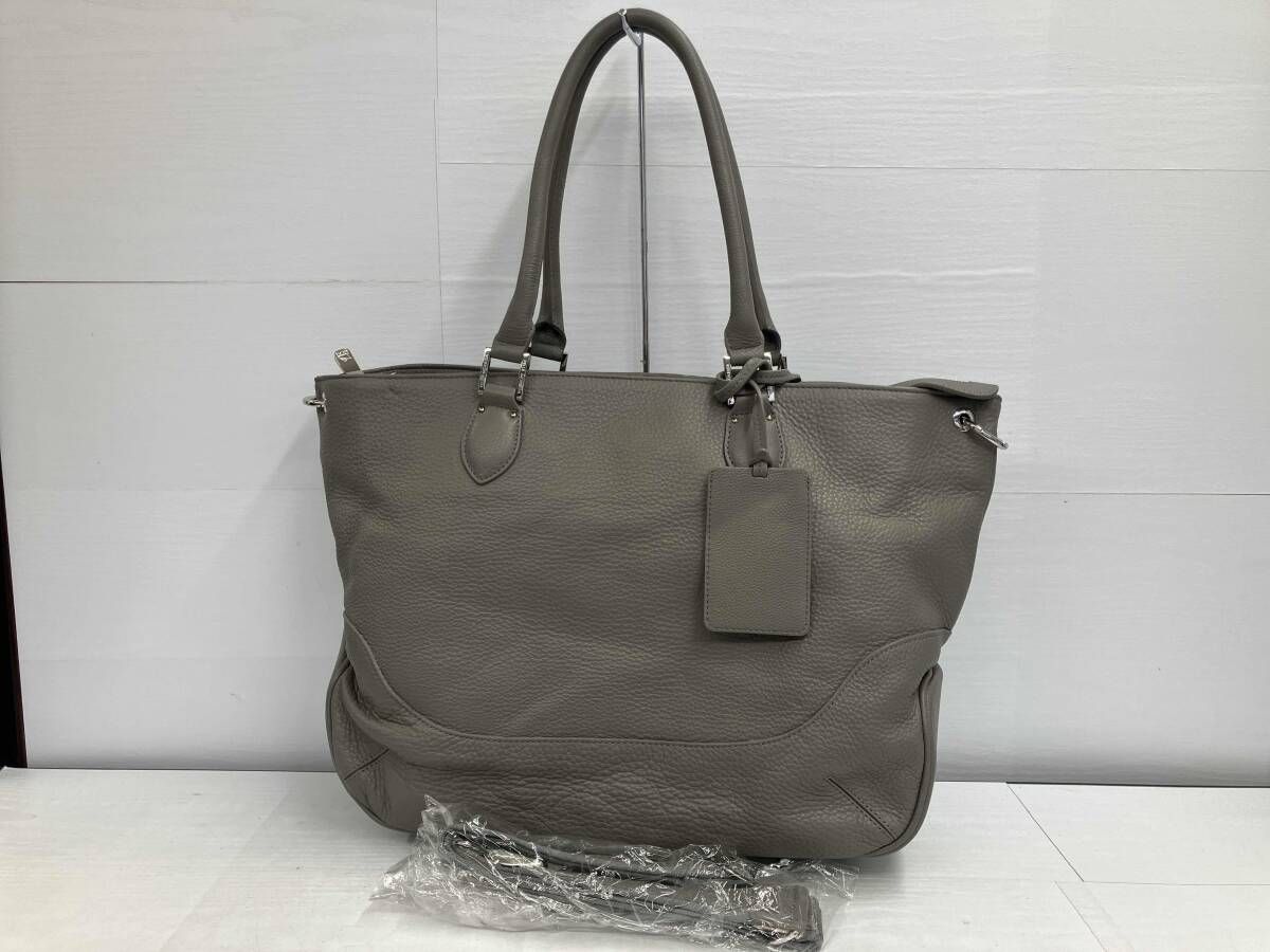 PELLE MORBIDA トートバッグ PMO-MB 021 グレー ペッレ モルビダ ショルダー付き