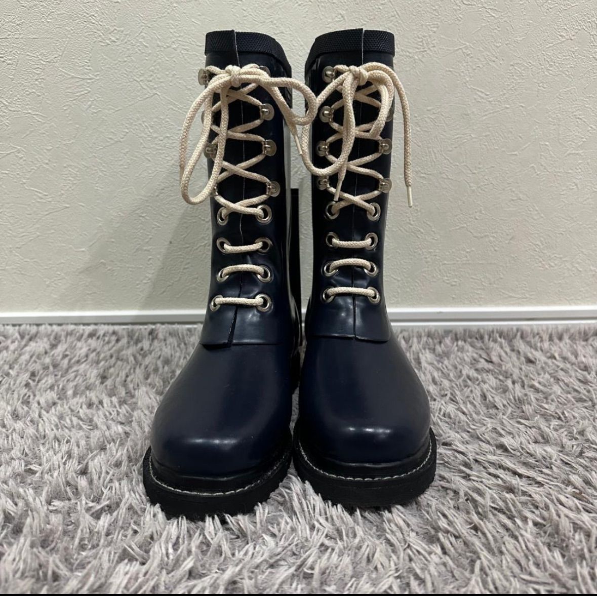 ILSE JACOBSEN レインブーツ レースアップ ネイビー 22.0cm - メルカリ
