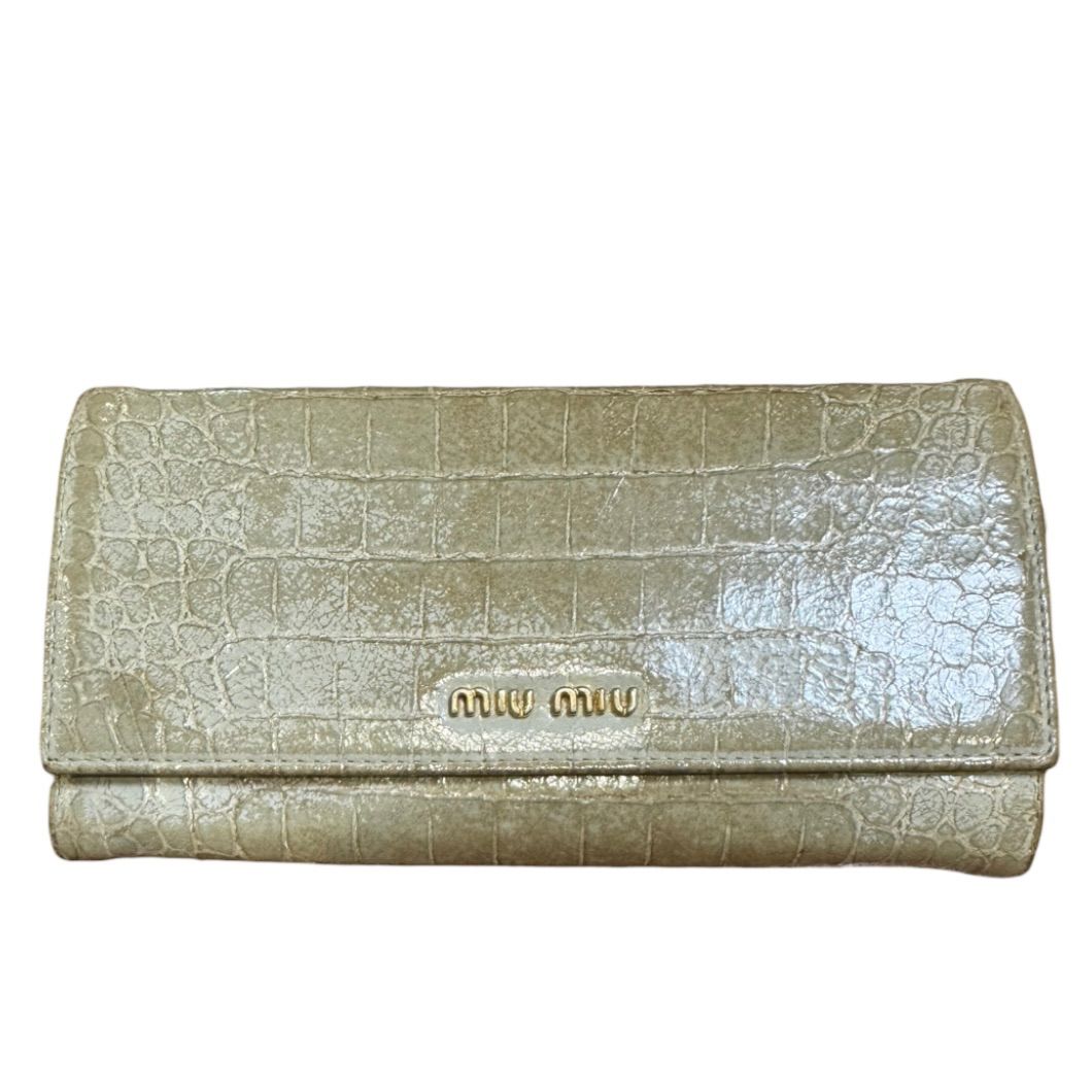 MIUMIU ミュウミュウ クロコダイル 型押し レザー 長財布 二つ折り財布