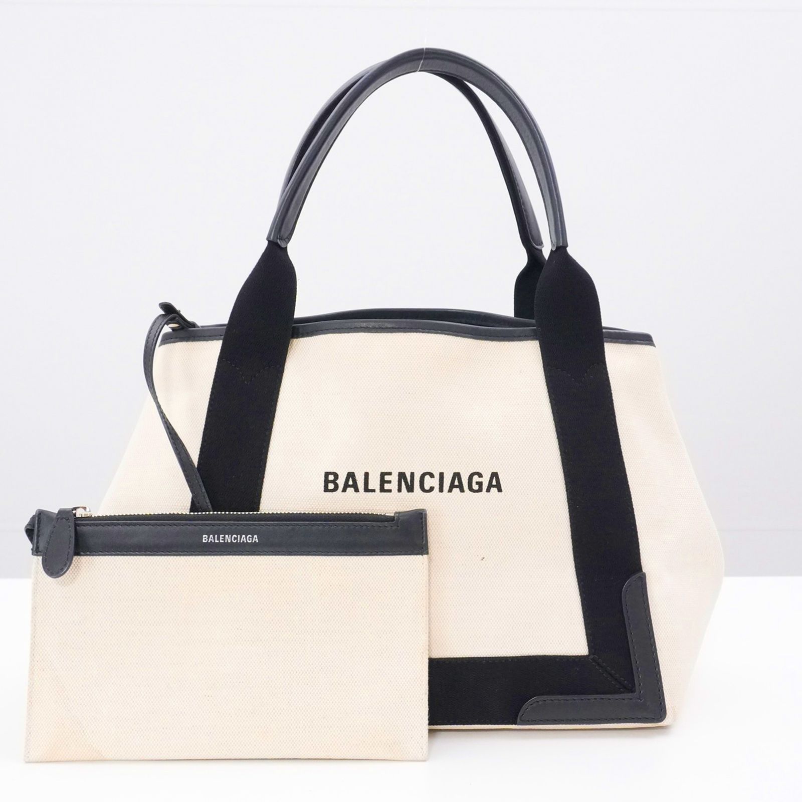 BALENCIAGA NAVY CABAS S トートバッグ 339933 NATURAL-BLACK - メルカリ