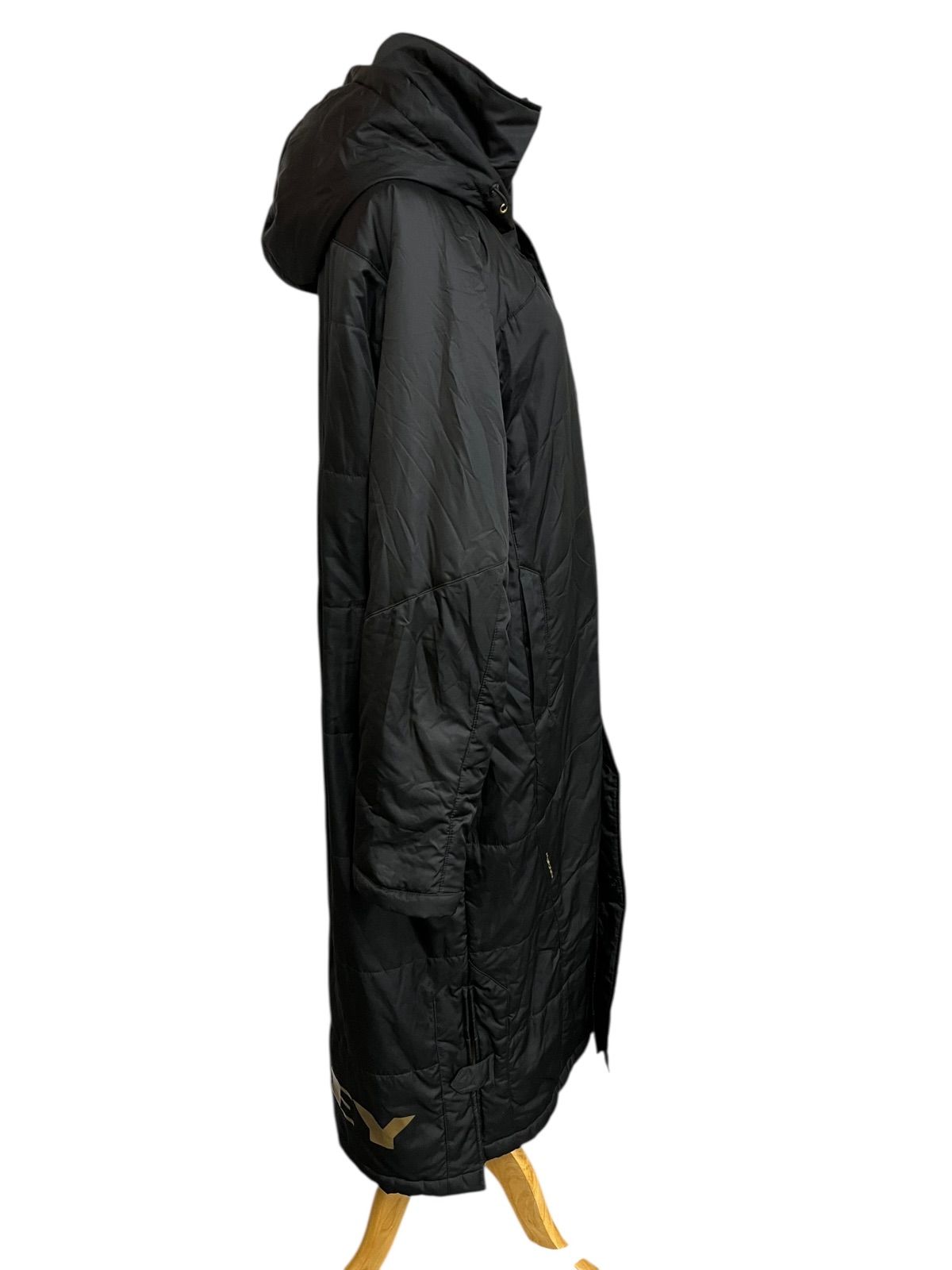 OAKLEY フード付きロングコート ブラック スポーツウエア ベンチコート