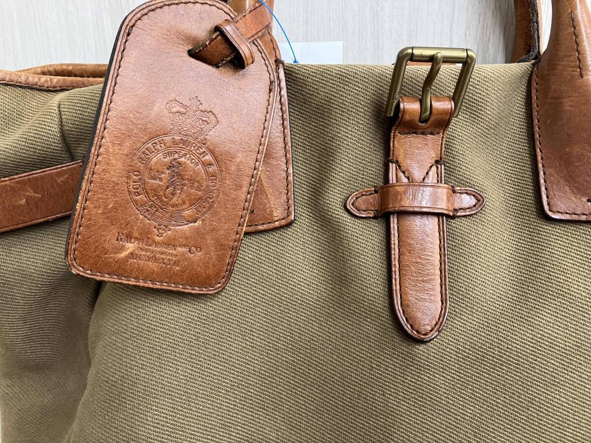 トートバッグ PORO RALPH LAUREN 革 カーキ RN 41381 RRL