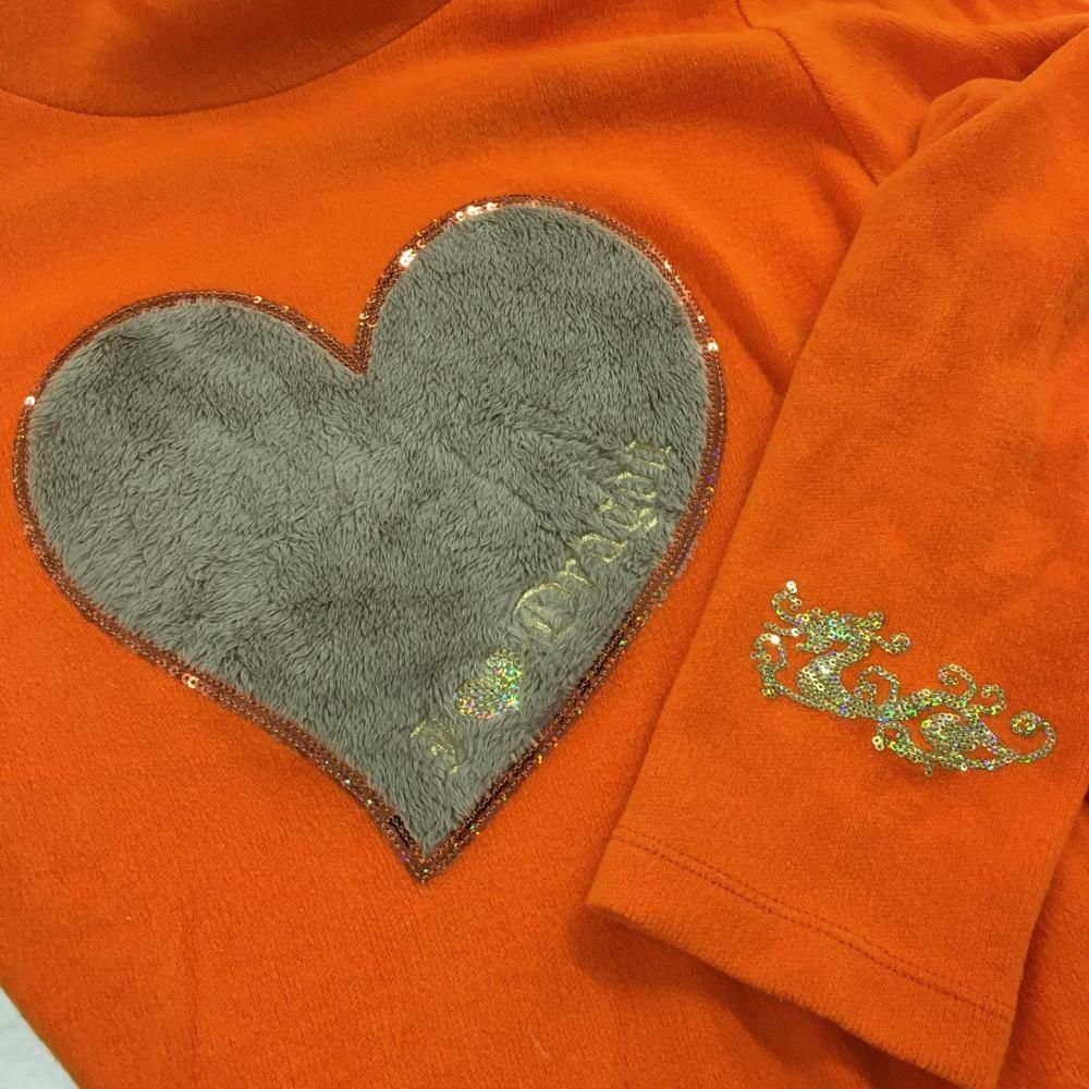 ダンスウィズドラゴン ハイネックセーター オレンジ×ブラウン ハート