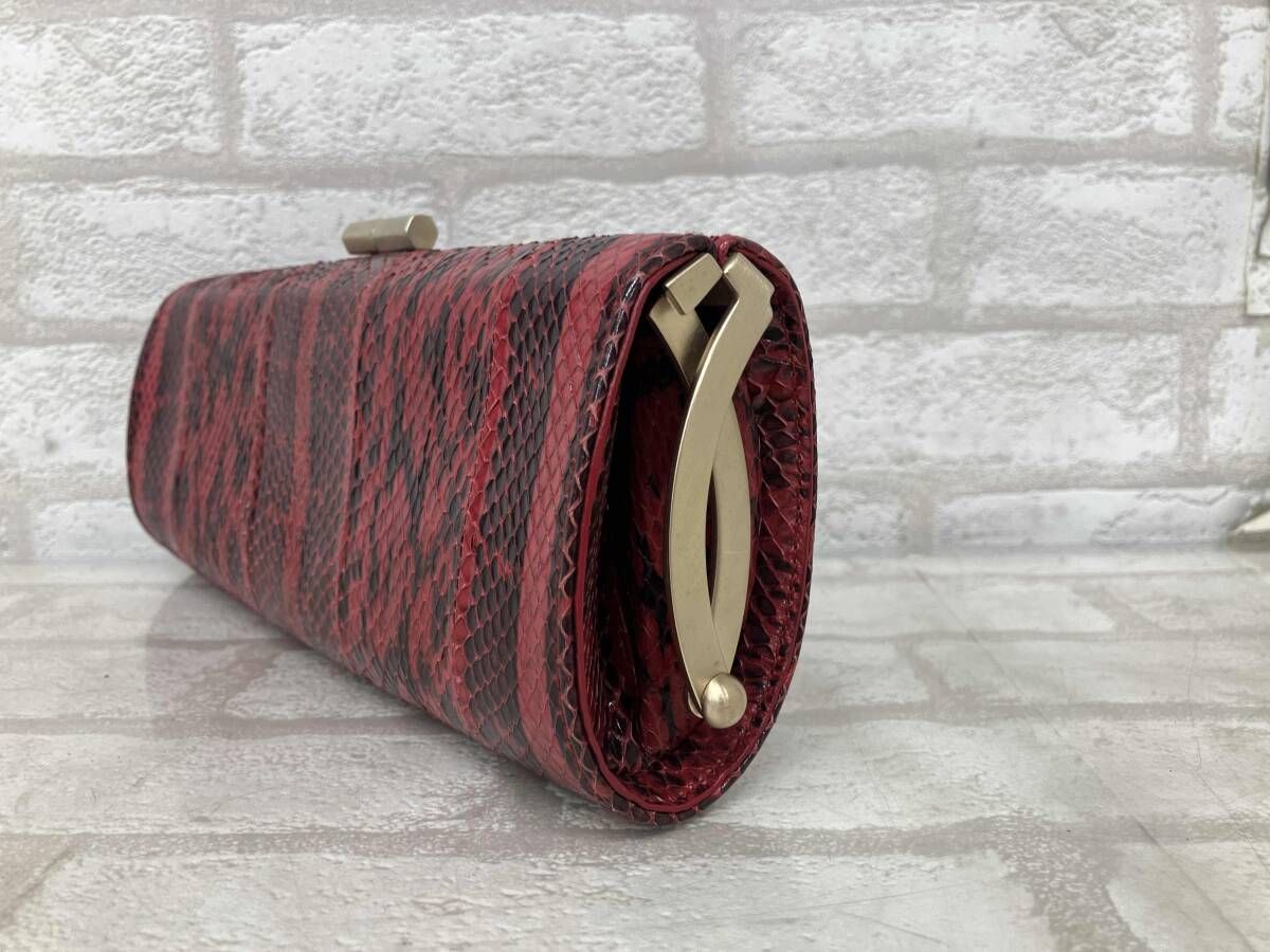 JIMMY CHOO ジミーチュウ パイソン レッド ポーチ クラッチバッグ