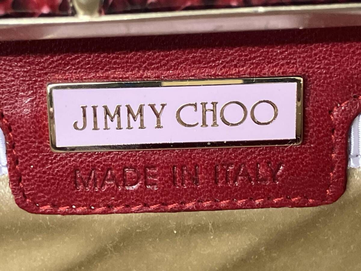 JIMMY CHOO ジミーチュウ パイソン レッド ポーチ クラッチバッグ