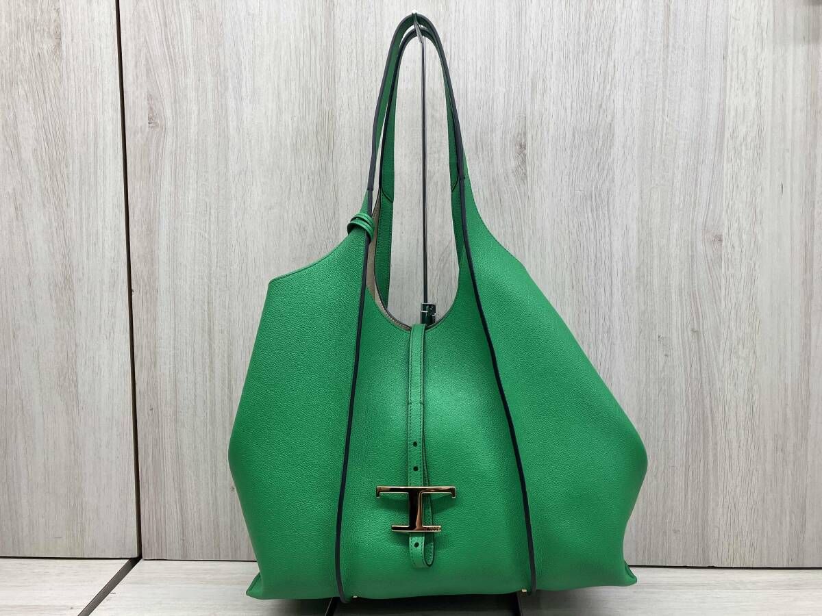 保存袋有 TOD S ハンドバッグ グリーン タイムレスレザーショッピングバッグ
