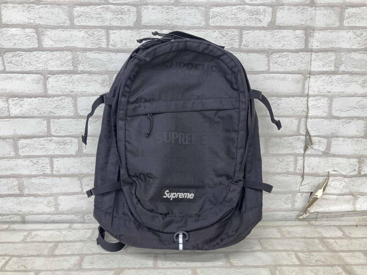 Supreme シュプリーム バックパック リュック デイパック ブラック ロゴ総柄 メンズ ユニセックス ストリート 状態考慮
