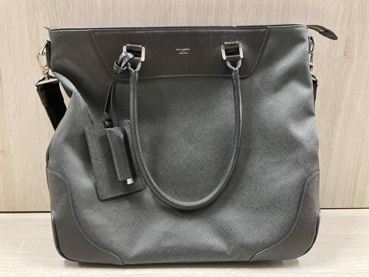 PELLE MORBIDA ペッレモルビダ トートバッグ グレー ブラック 保存袋あり