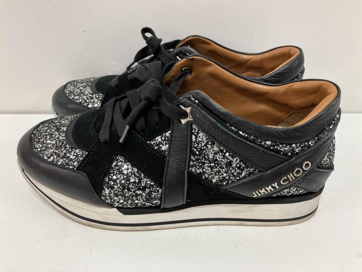 JIMMY CHOO ジミーチュー スニーカー スパンコール ブラック レザー