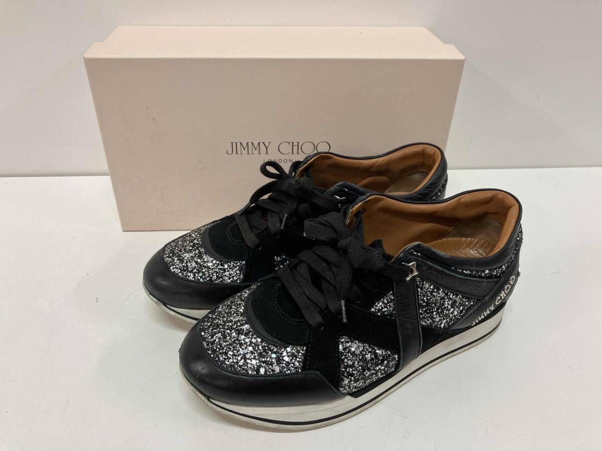 JIMMY CHOO ジミーチュー スニーカー スパンコール ブラック レザー