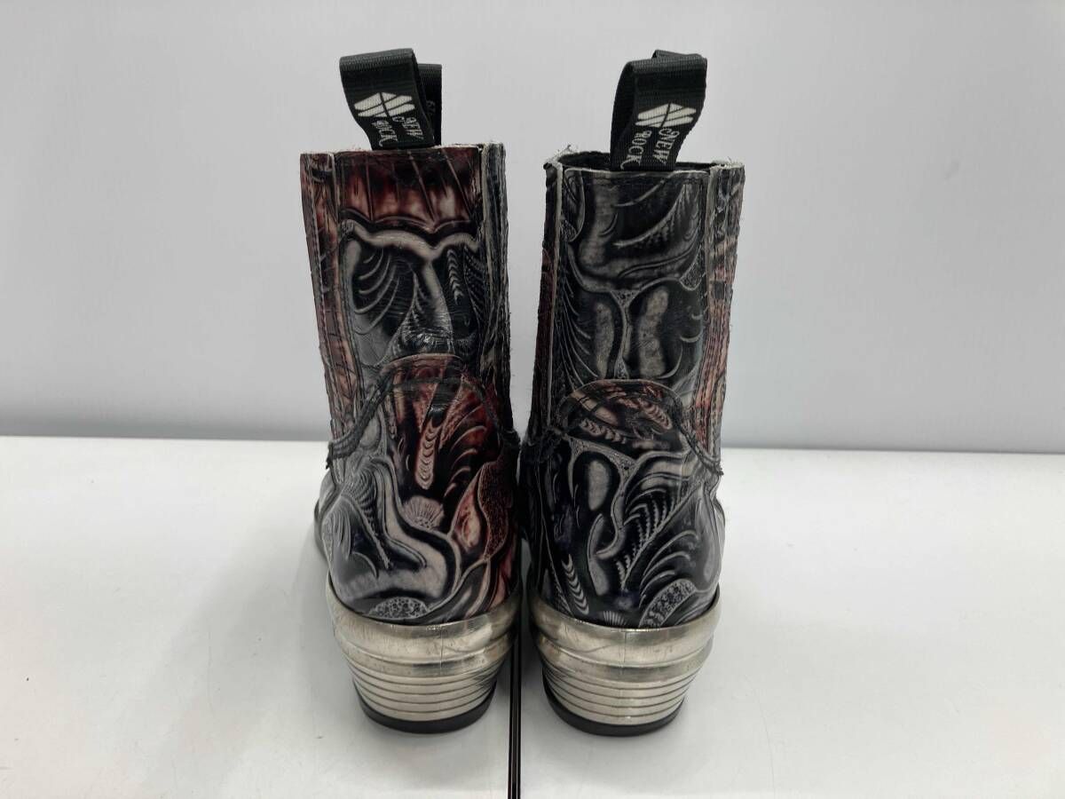  ROCK ニューロック ウエスタンブーツ サイドゴア 総柄 ブラック レッド WEST M 7953 C 36 サイズ39 ウエスタンブーツ ブーツ 革靴