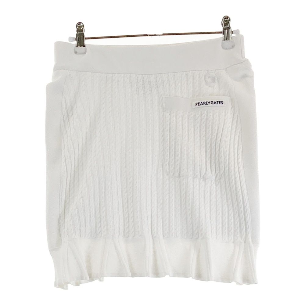 サイズ 0 PEARLY GATES パーリーゲイツ モデル 裏地付 ニットスカート ホワイト系 ゴルフウェア レディース ストスト
