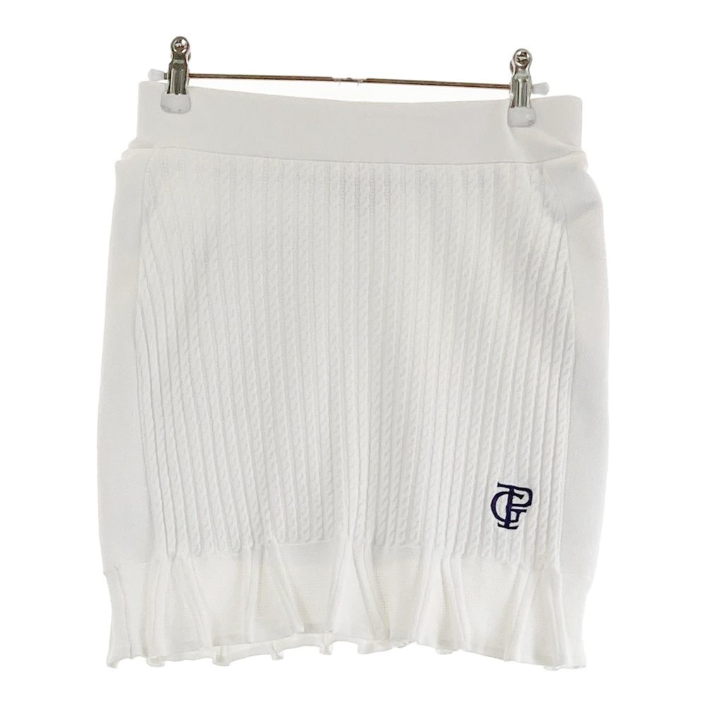 サイズ 0 PEARLY GATES パーリーゲイツ モデル 裏地付 ニットスカート ホワイト系 ゴルフウェア レディース ストスト