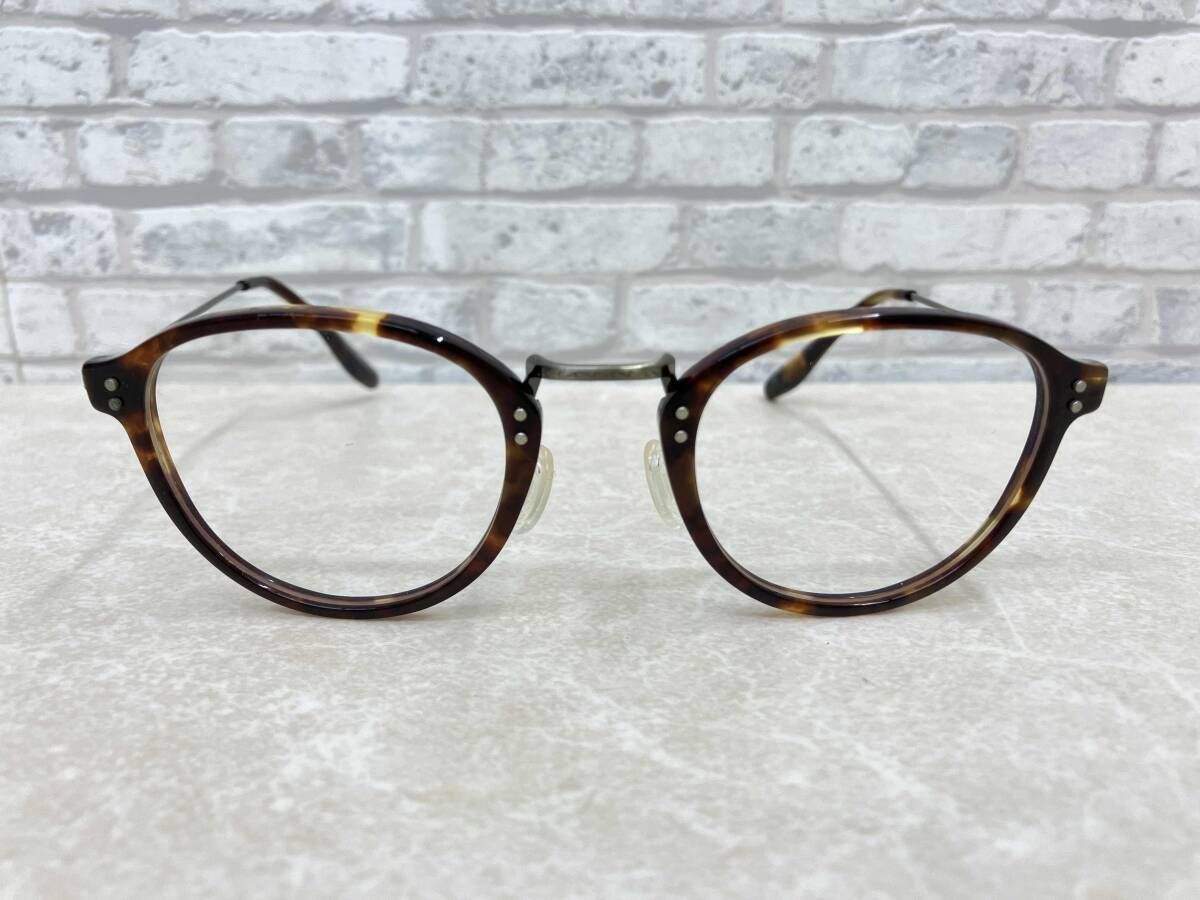 BORTON バートン ペレイラ フルリム オーバル アイウェア 46□22-145 シルバー×ブラウン べっ甲柄 ケースあり