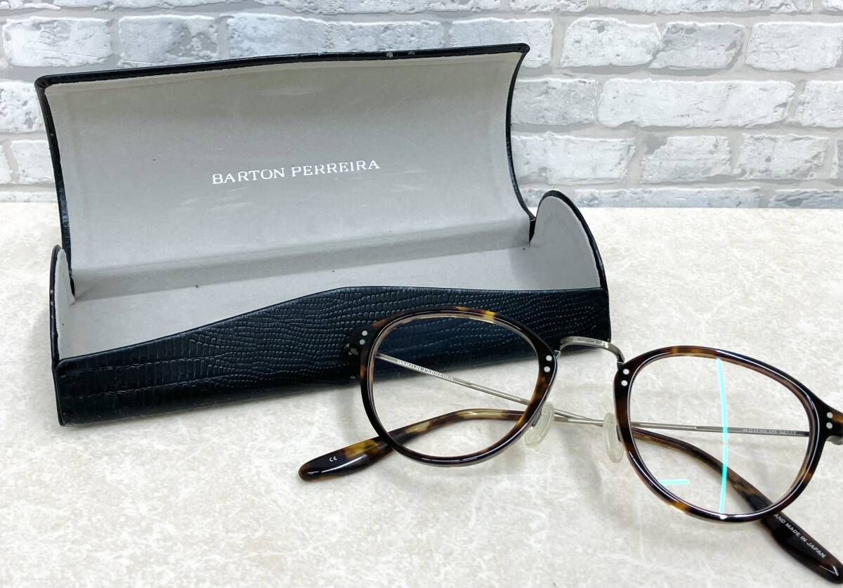 BORTON バートン ペレイラ フルリム オーバル アイウェア 46□22-145 シルバー×ブラウン べっ甲柄 ケースあり