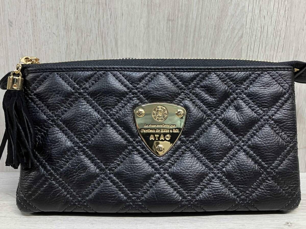 ATAO ブーブー ブラック ダイヤモンド キルティング 本革 レザー