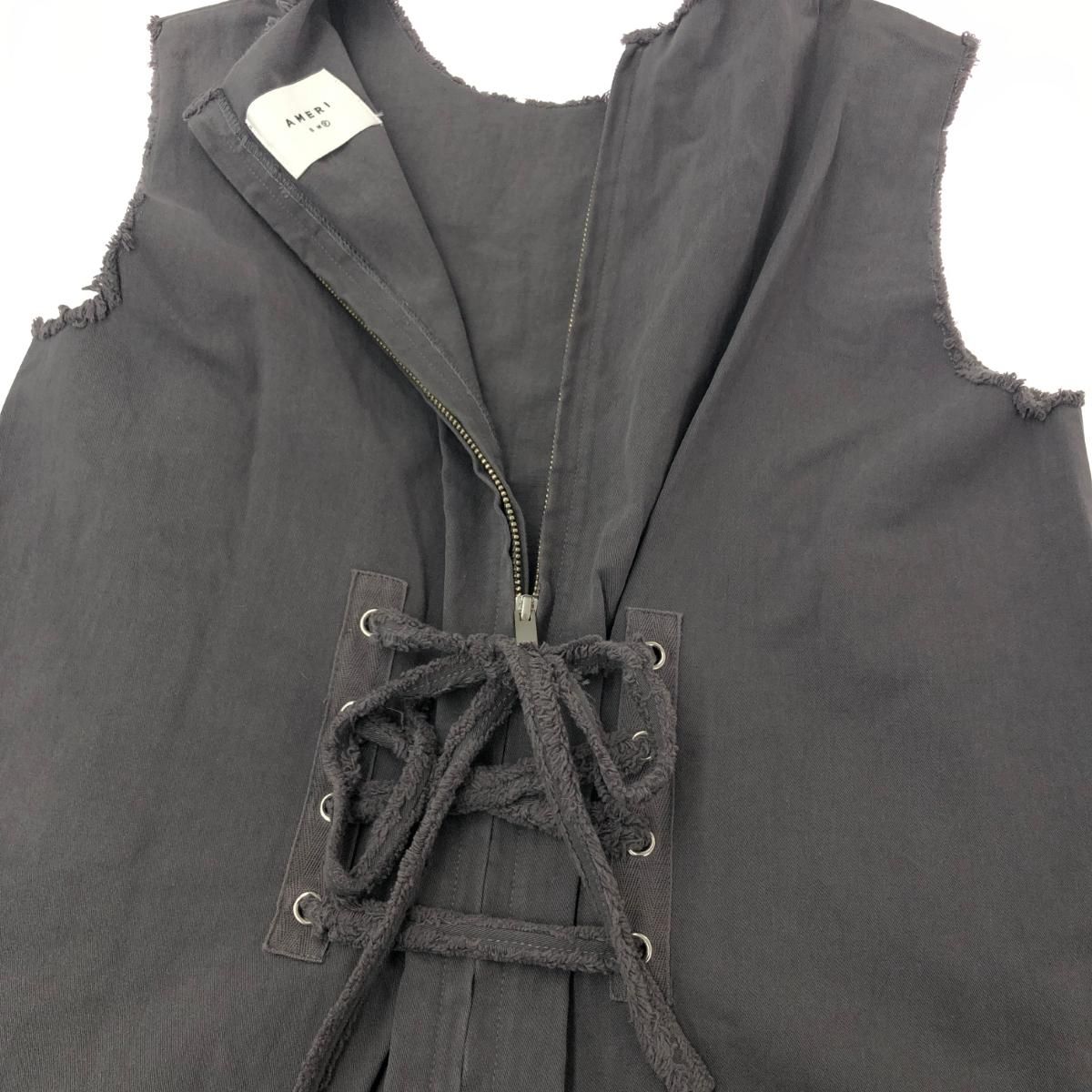 AMERI VINTAGE アメリ ダメージヘムツイルロングワンピースドレス 
