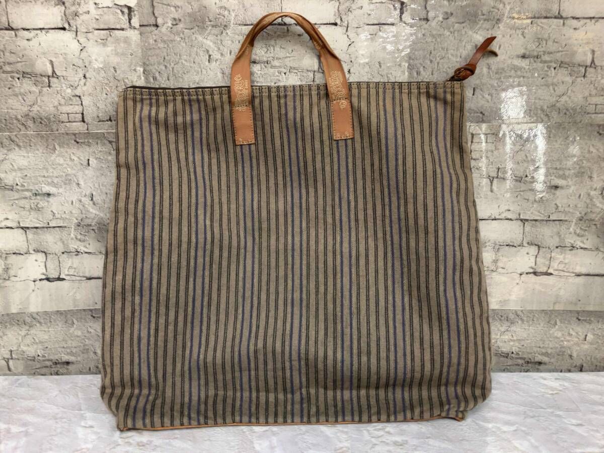 RRL RALPH LAUREN ダブルアールエル canvas leather stripe トートバッグ ブラウン