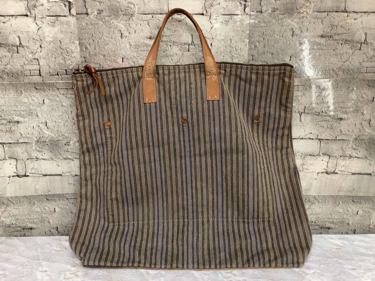 RRL RALPH LAUREN ダブルアールエル canvas leather stripe トートバッグ ブラウン