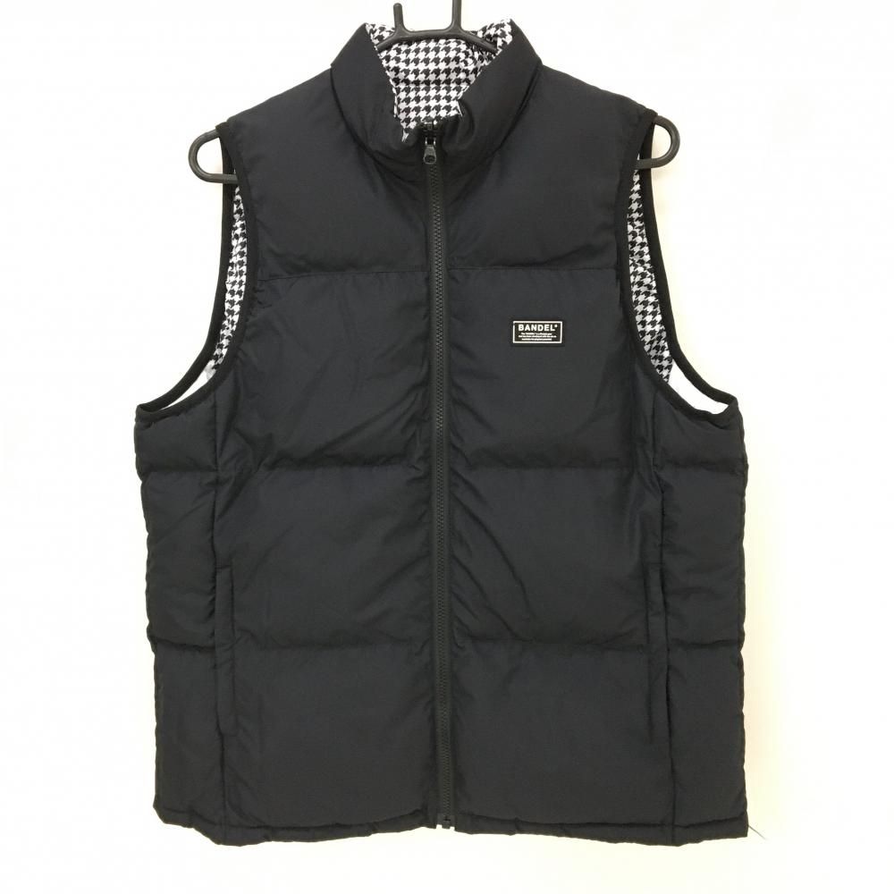 超 バンデル リバーシブルダウンベスト 黒×白 片面千鳥格子 蓄熱性 メンズ M ゴルフウェア 2025年モデル BANDEL