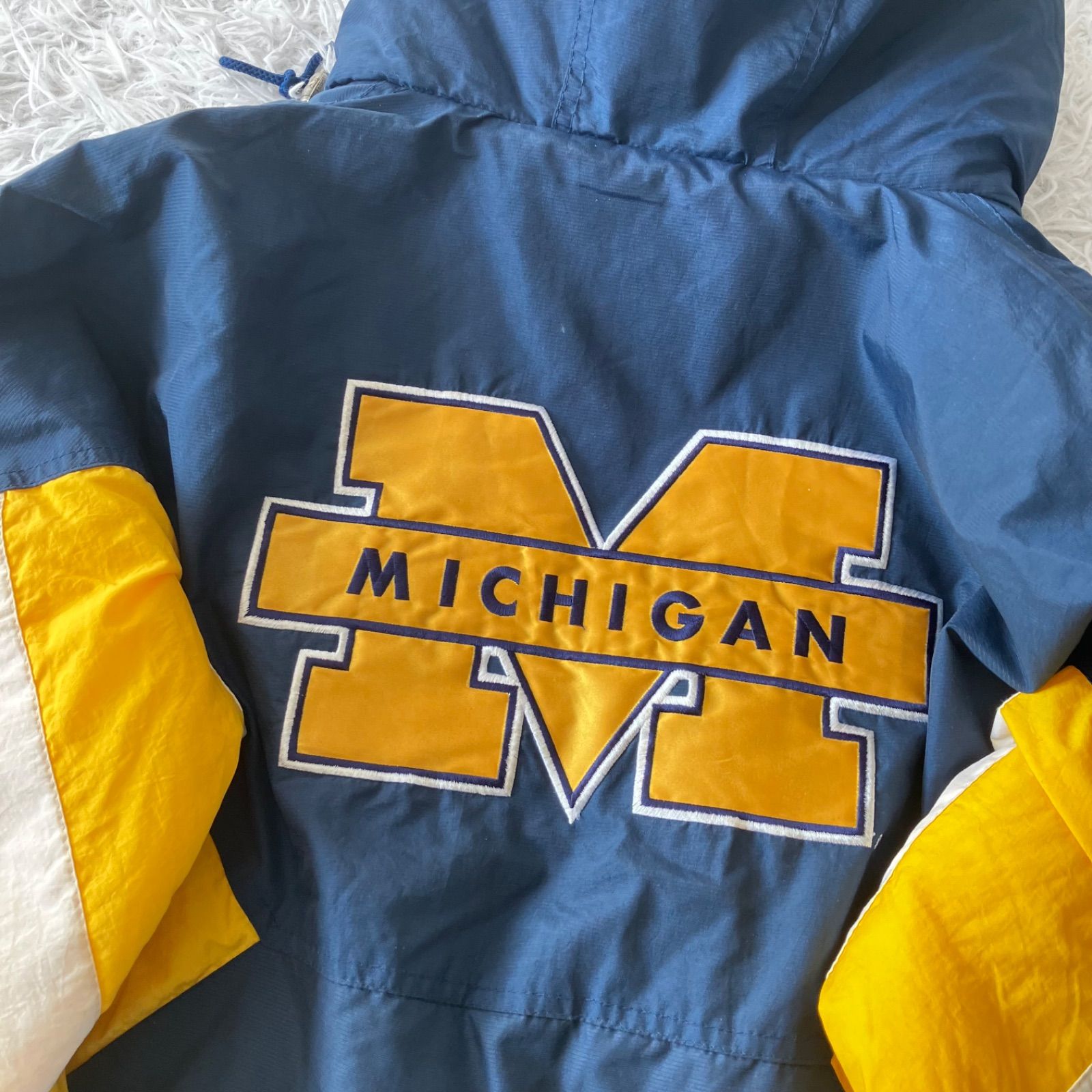 スターター 中綿ジャケット 刺繍 ミシガン キルティング 紺 黄 白 L