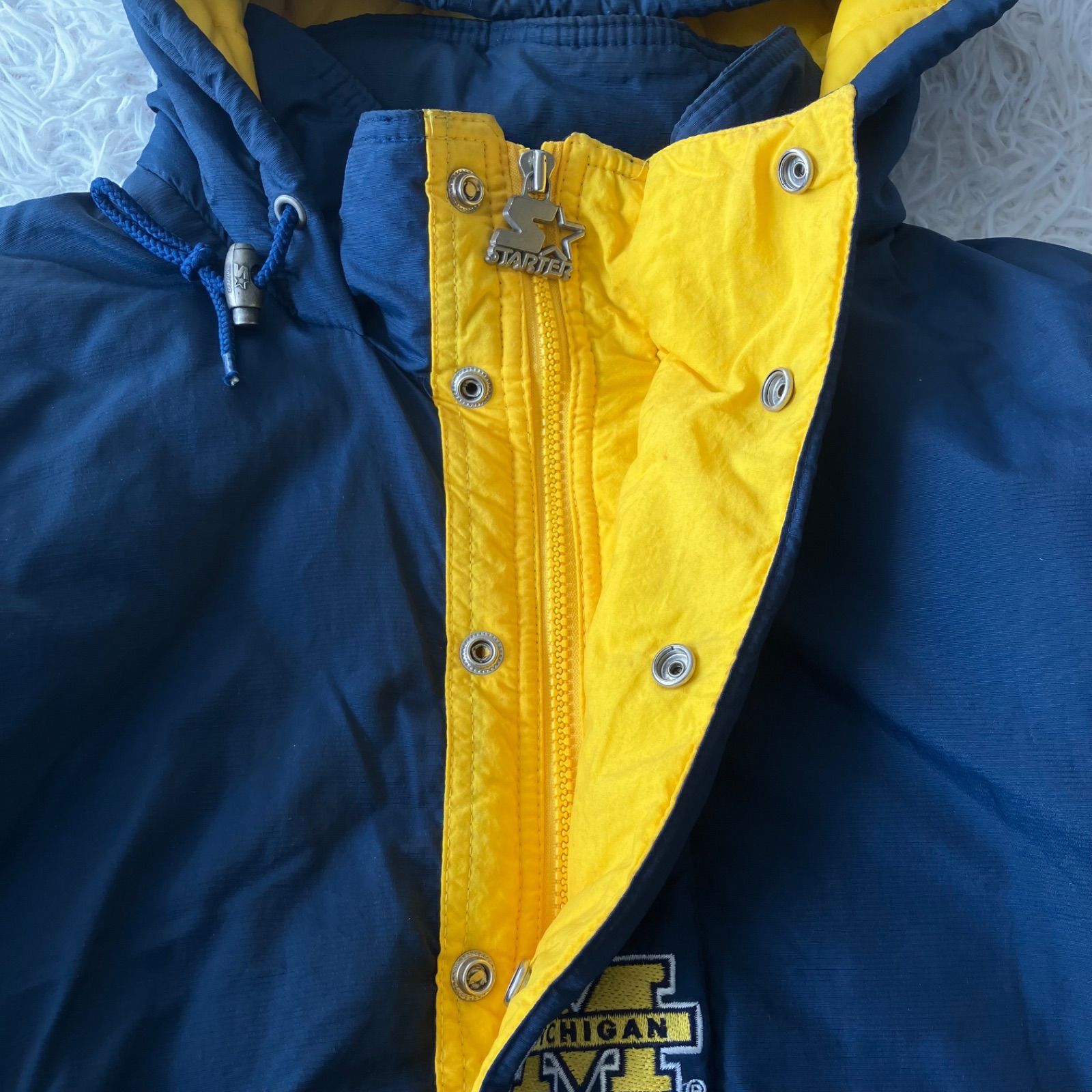 スターター 中綿ジャケット 刺繍 ミシガン キルティング 紺 黄 白 L