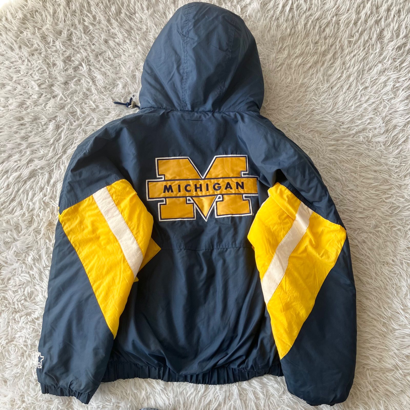 スターター 中綿ジャケット 刺繍 ミシガン キルティング 紺 黄 白 L スターター 中綿ジャケット 刺繍 ミシガン キルティング 紺 黄 白 L