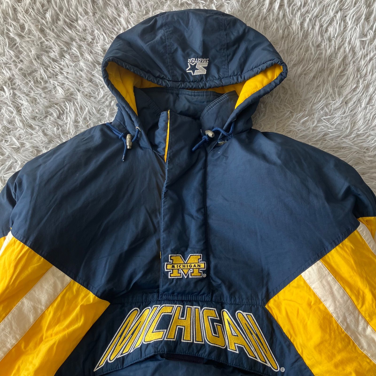 スターター 中綿ジャケット 刺繍 ミシガン キルティング 紺 黄 白 L スターター 中綿ジャケット 刺繍 ミシガン キルティング 紺 黄 白 L