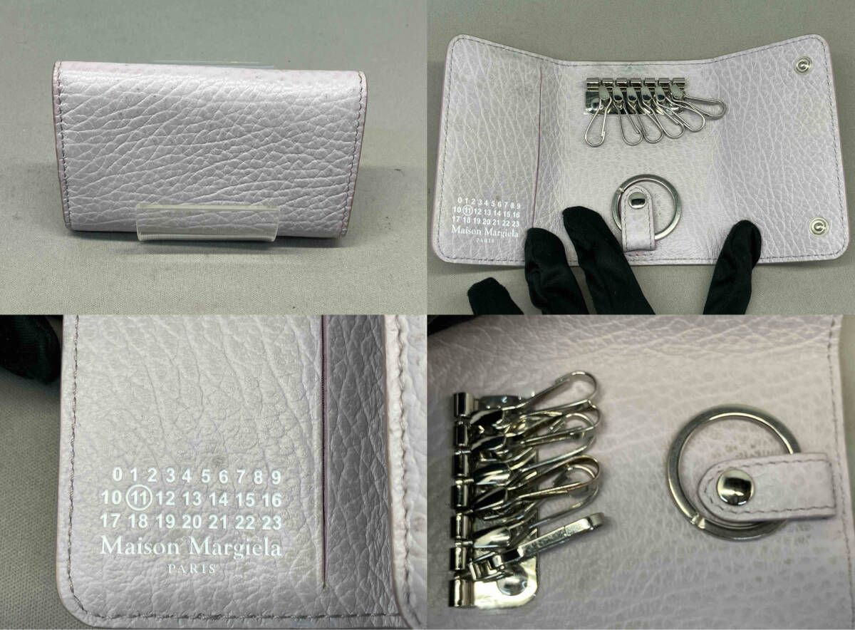 き Maison Margiela キーケース 4ステッチレザーキーケース 薄紫 ドット柄 新作入荷