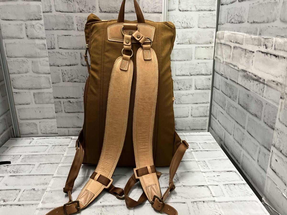 MASTER PIECE Surpass-Version 2 リュック キャメル コーデュラナイロン マスターピース ロールアップ レザー