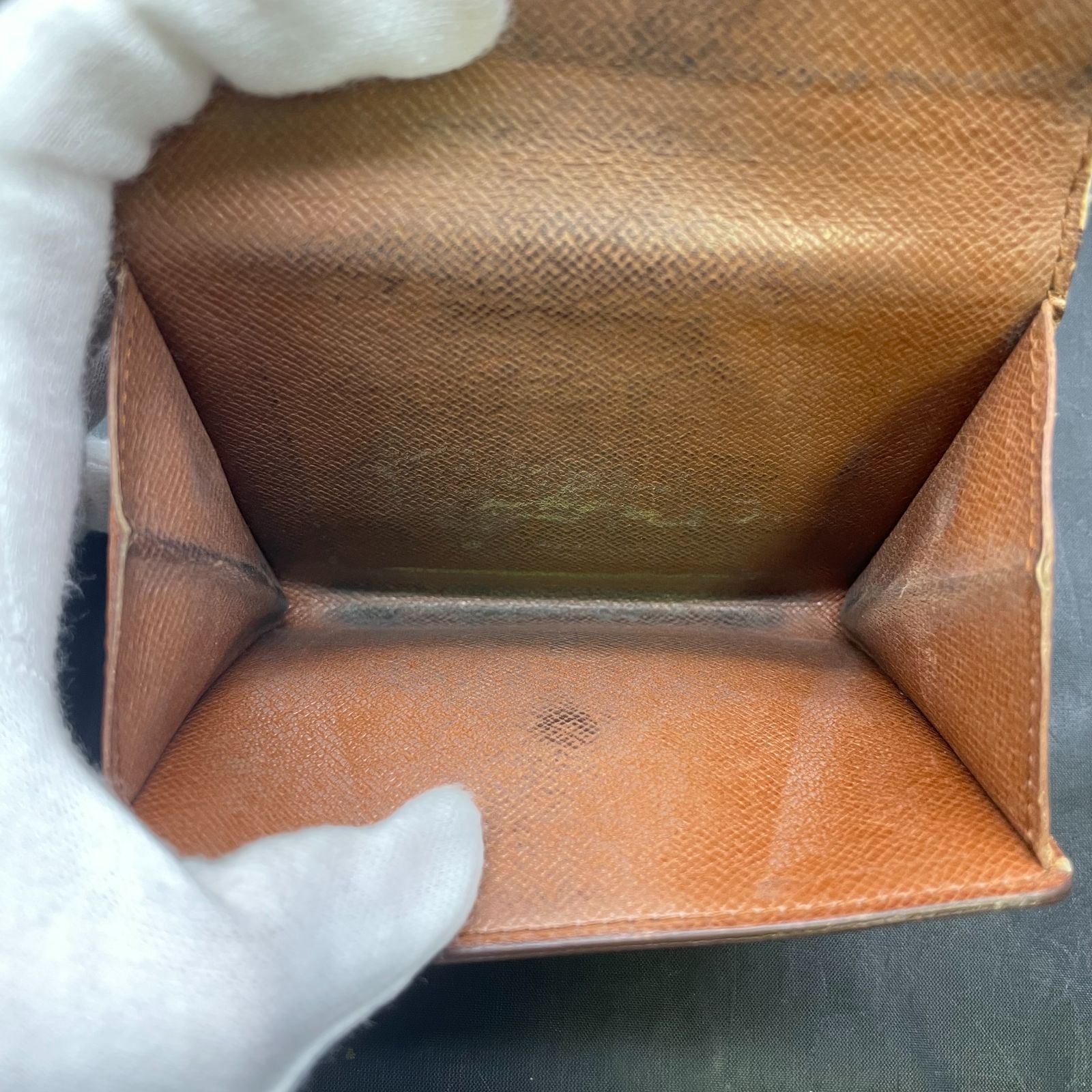 【未使用・訳あり】ルイヴィトン モノグラム Wホック　三つ折り財布 鑑定済】ルイヴィトン モノグラム ポルトモネビエ Wホック 三つ折り