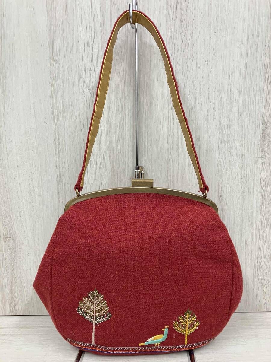 ANNA SUI アナスイ トートバッグ ウールバッグ 刺繍 レッド