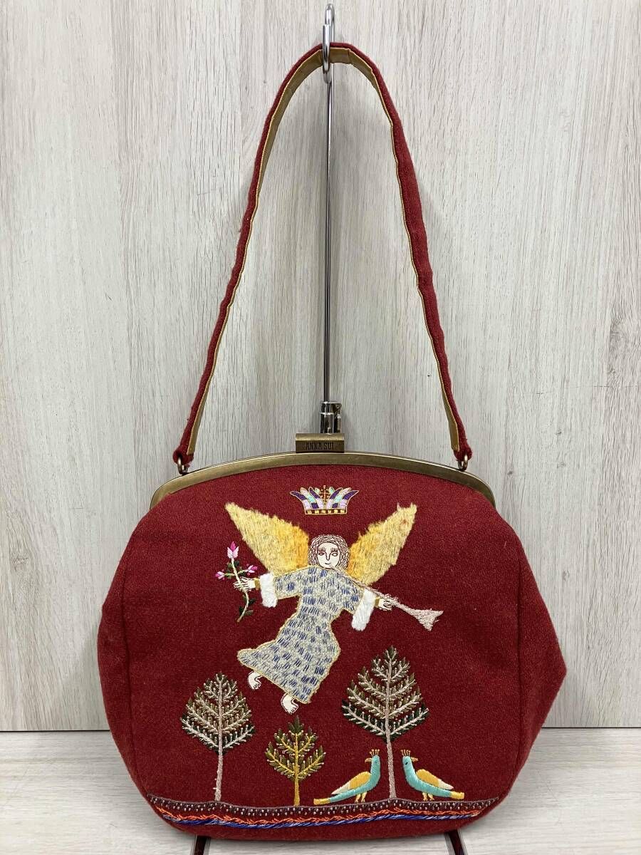 ANNA SUI アナスイ トートバッグ ウールバッグ 刺繍 レッド