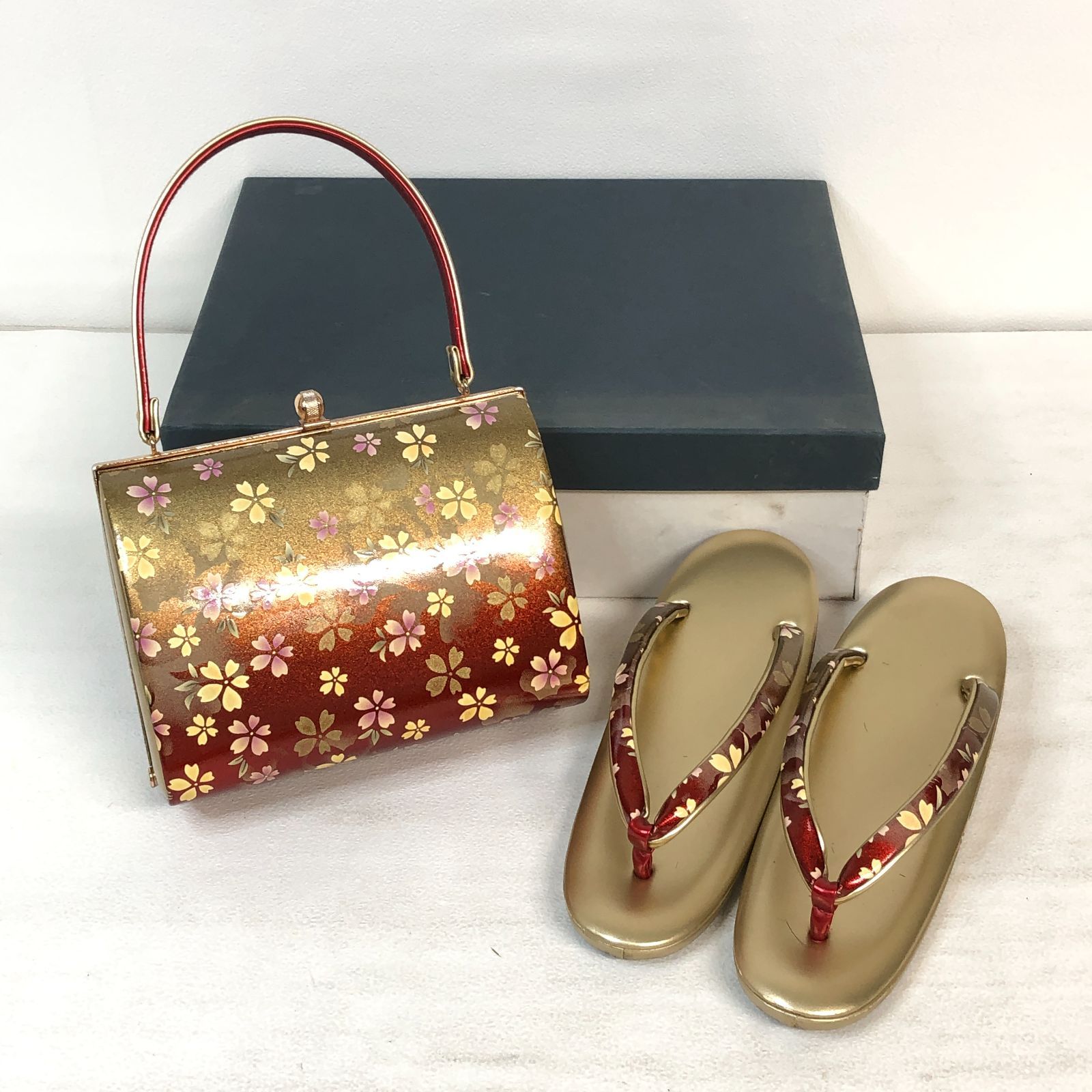 良品・匿名配送OK】草履 バッグ セット ／ Zori Sandals & Handbag Set