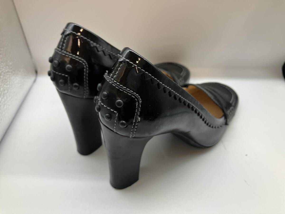 TOD'S トッズ パンプス エナメル パテント ブラック ヒール ローファー
