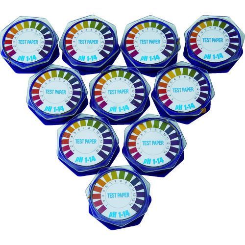 ＴＲＵＳＣＯ Ｐｈ試験紙 ロールタイプ ７ｍｍ×５Ｍ Ｐｈ１〜１４ 徳用１０個タイプ