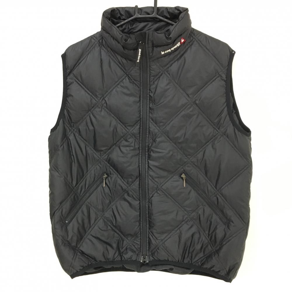 美品】ルコックゴルフ ダウンベスト 黒 キルティング ダブルジップ