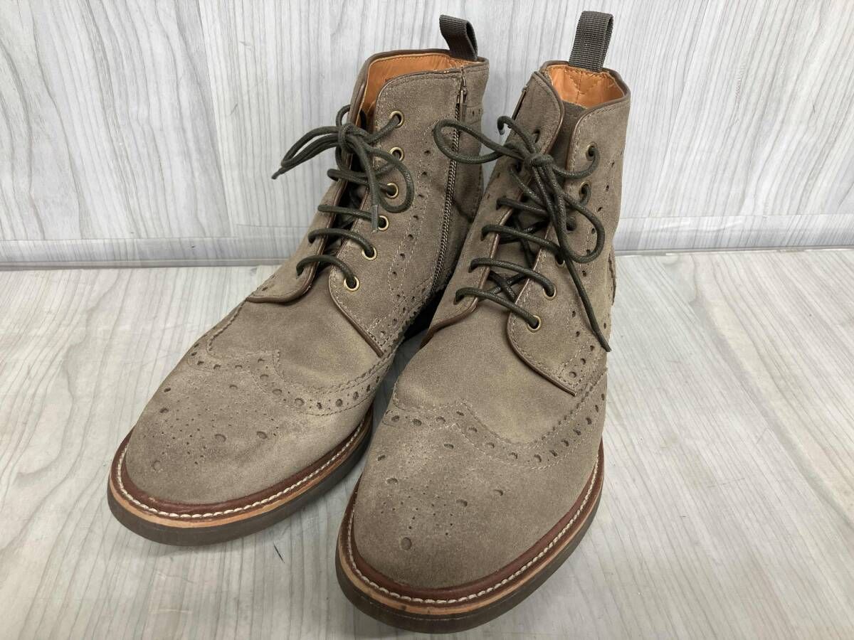 REGALリーガル スウェードブーツ ウィングチップ レースアップ 26 cm グレージュ