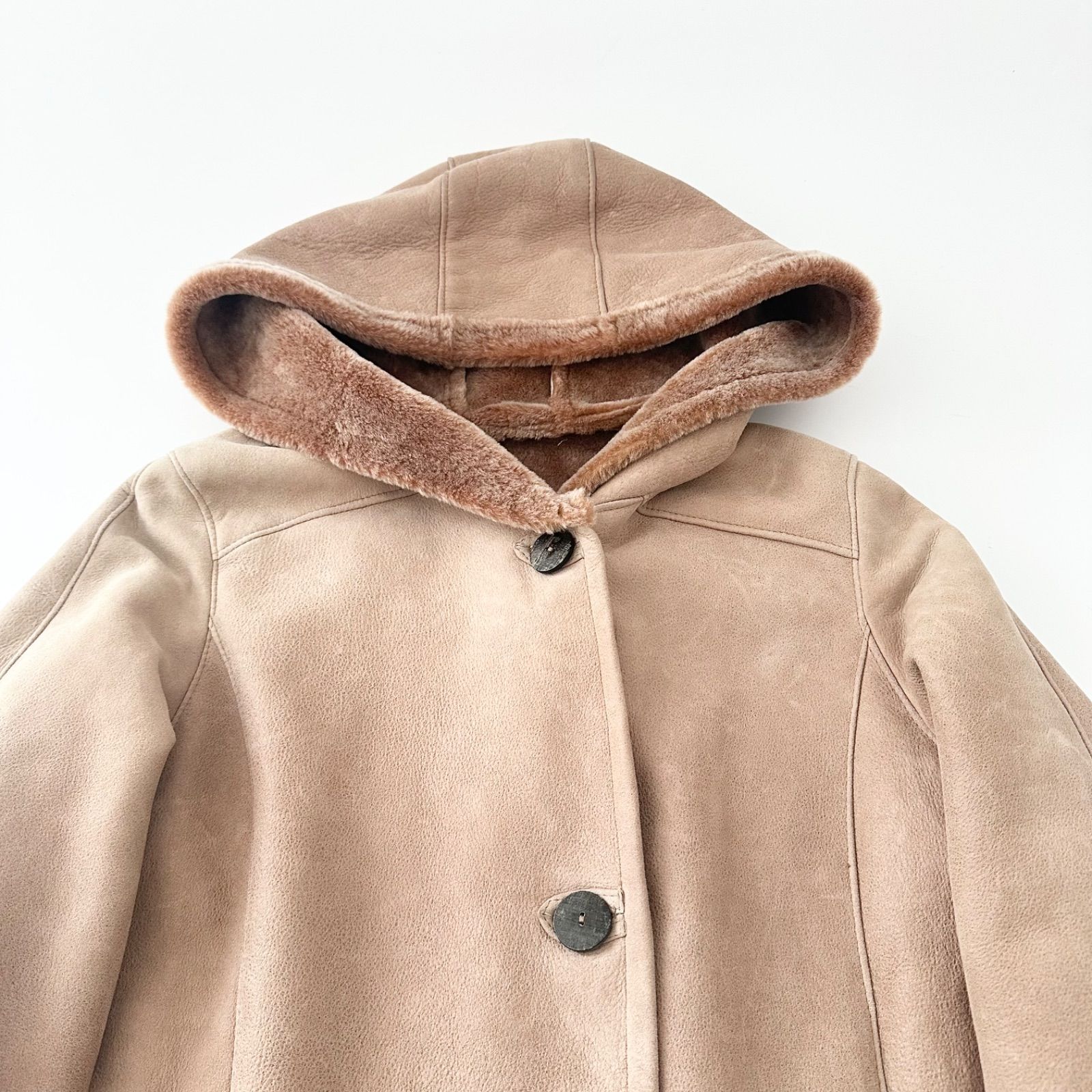 PEAU D\u0027ANE PARIS ポーダンヌ ムートンコート 羊革 ロング フード