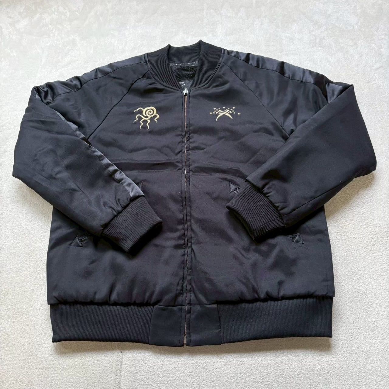 HIRUME ヒルメ 和柄リバーシブルブルゾン スカジャン 中綿ジャケット ジャンパー 鳳凰 刺繍