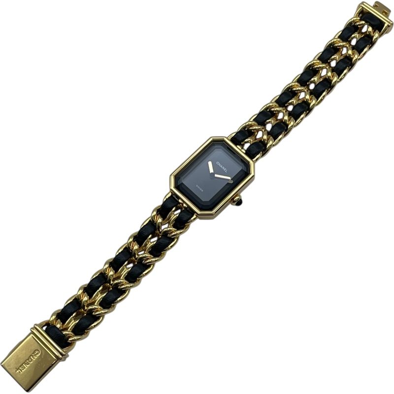 シャネル CHANEL プルミエール L H0001 ブラック GP クオーツ