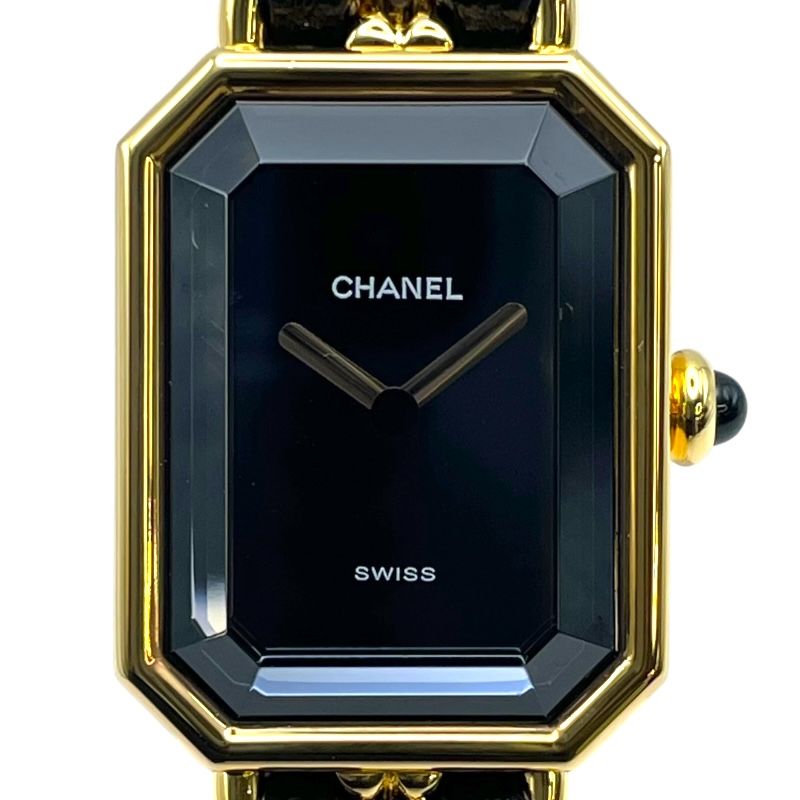 シャネル CHANEL プルミエール L H0001 ブラック GP クオーツ