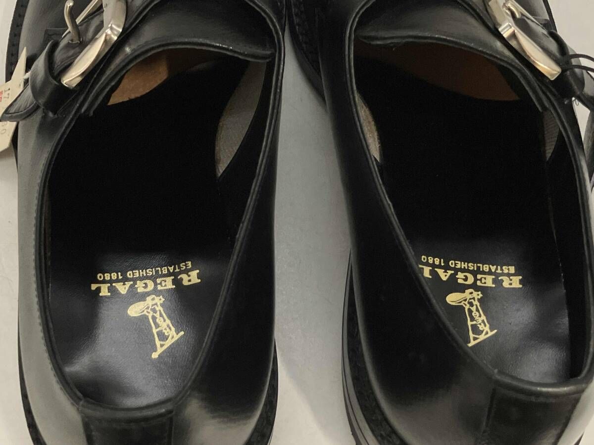 トップ REGAL リーガル シングルストラップシューズ ブラックレザー