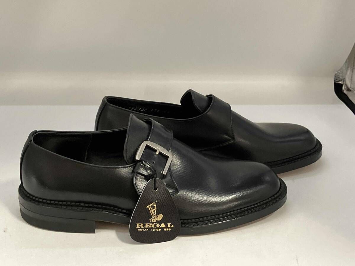トップ REGAL リーガル シングルストラップシューズ ブラックレザー