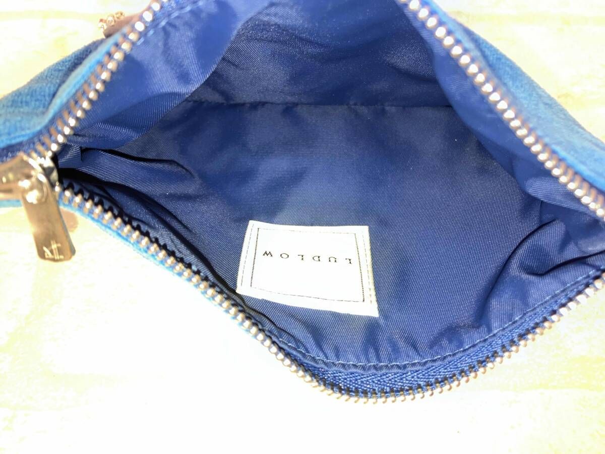 LUDLOW ラドロー レディース ブルー ベロア ポーチ ソーイングモチーフ