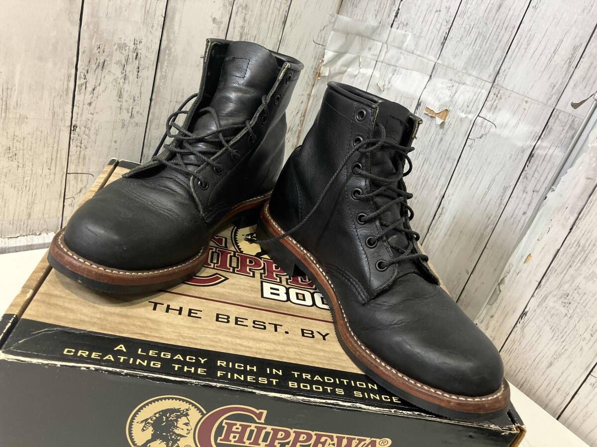 CHIPPEWA チペワ ブラック オデッサ レースアップブーツ/US8.5