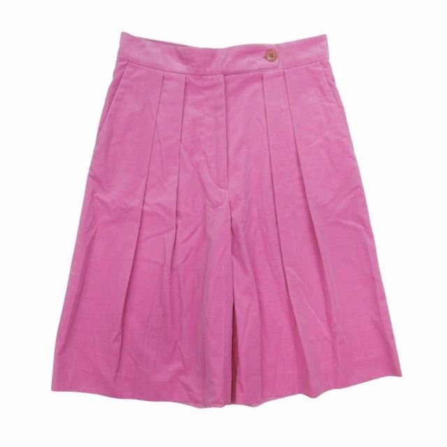 ドリスヴァンノッテン DRIES VAN NOTEN ベルベット地 2プリーツ ハーフパンツ タック ワイドシルエット ショーツ 36 ピンク系|△L 08|レディース