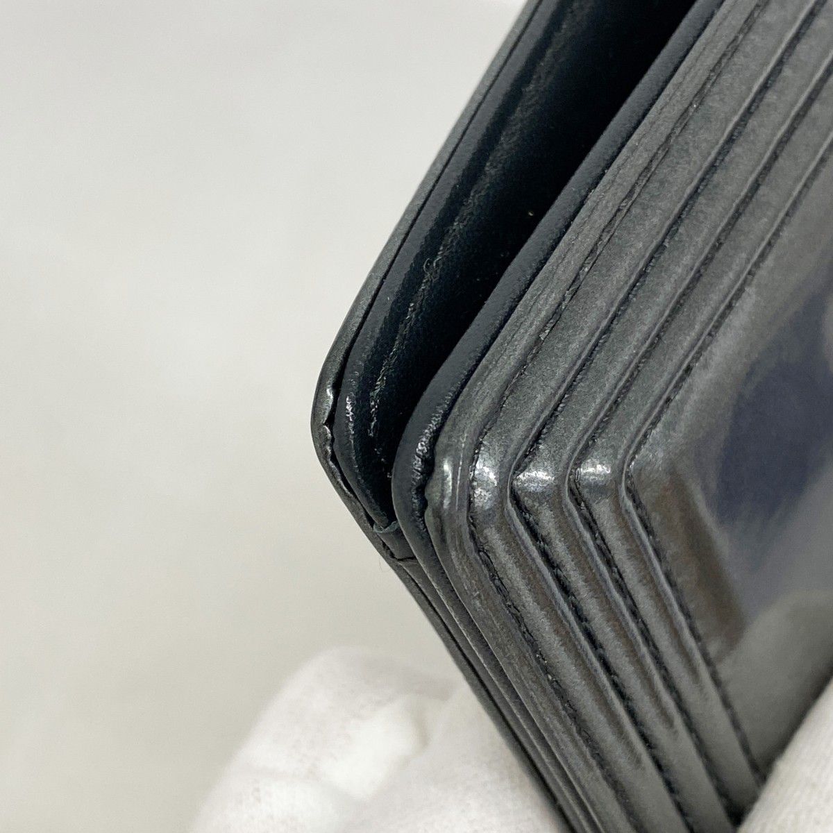 ☆SALE【5oc2262-h】シャネル 長財布 ボーイシャネル エナメル グレー